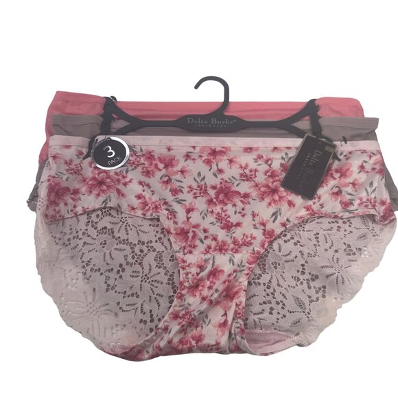 Lot Of Three Delta Burke Women's Size Large Panty Brief Lace Back New - Picture 1 of 11